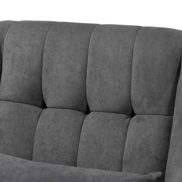 Accent Chairs-Kirkland's Home Velvet Biscuit Tufted Rocking Chair Gray