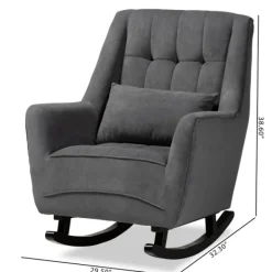 Accent Chairs-Kirkland's Home Velvet Biscuit Tufted Rocking Chair Gray