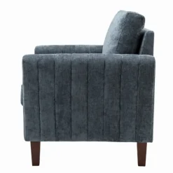 Accent Chairs-Kirkland's Home Velvet Channel Stitch Accent Chair Blue