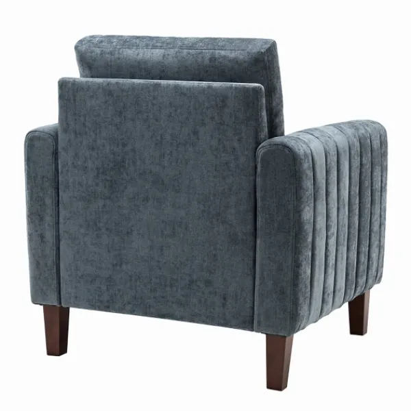 Accent Chairs-Kirkland's Home Velvet Channel Stitch Accent Chair Blue