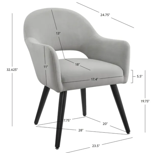 Dining Chairs-Kirkland's Home Velvet Curved Open Back Dining Chair Gray
