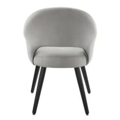 Dining Chairs-Kirkland's Home Velvet Curved Open Back Dining Chair Gray