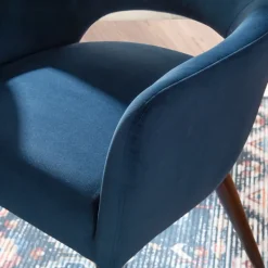 Dining Chairs-Kirkland's Home Velvet Curved Open Back Dining Chair Blue