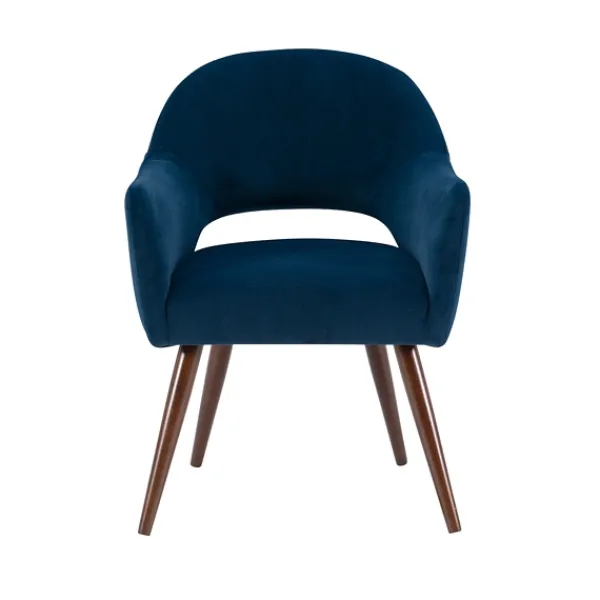 Dining Chairs-Kirkland's Home Velvet Curved Open Back Dining Chair Blue