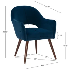 Dining Chairs-Kirkland's Home Velvet Curved Open Back Dining Chair Blue