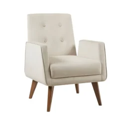 Accent Chairs-Kirkland's Home Velvet Tufted Midcentury Accent Chair Ivory