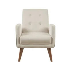 Accent Chairs-Kirkland's Home Velvet Tufted Midcentury Accent Chair Ivory