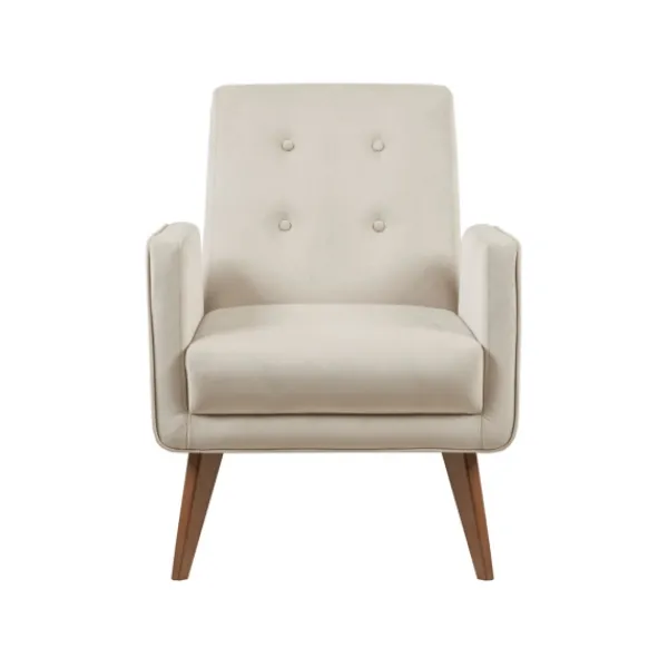 Accent Chairs-Kirkland's Home Velvet Tufted Midcentury Accent Chair Ivory