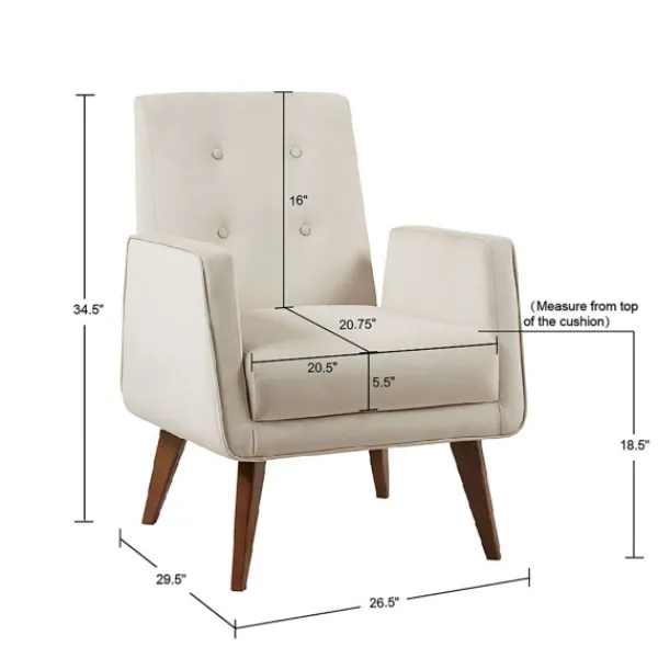 Accent Chairs-Kirkland's Home Velvet Tufted Midcentury Accent Chair Ivory