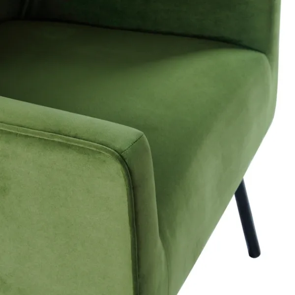 Accent Chairs-Kirkland's Home Velvet Upholstered Black Legs Accent Chair Green