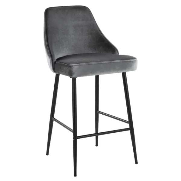 Bar Stools & Counter Height Stools-Kirkland's Home Velvet Upholstered Counter Stools, Set Of 2 Gray
