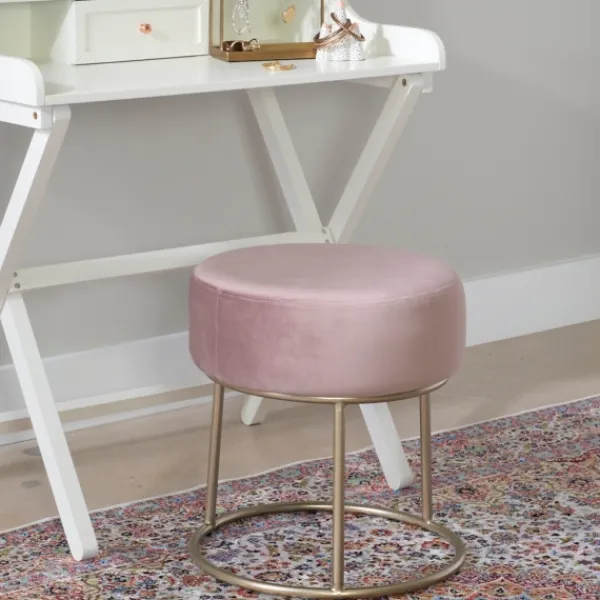 Benches & Ottomans-Kirkland's Home Velvet Upholstered Vanity Stool Pink