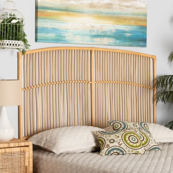 Beds & Headboards-Kirkland's Home Vertical Weave Rat Queen Headboard Tan