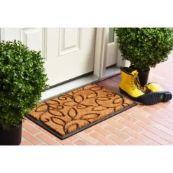Doormats-Kirkland's Home Vine Leaves Swirl Doormat, 36X24 In. Tan/Black