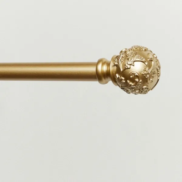 Curtain Rods & Hardware-Kirkland's Home Vine Motif Gold Curtain Rod & Finial Set, 72 In.