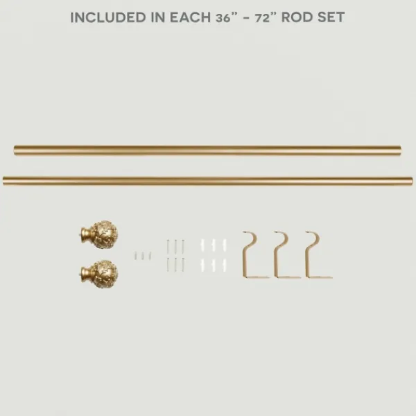 Curtain Rods & Hardware-Kirkland's Home Vine Motif Gold Curtain Rod & Finial Set, 72 In.