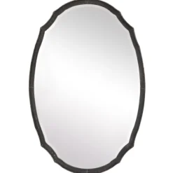 Decorative Mirrors-Kirkland's Home Vintage Charcoal Concaved Oval Mirror
