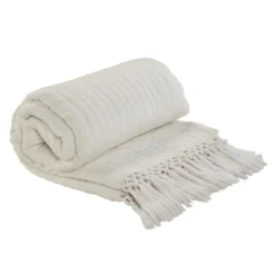Blankets & Throws-Kirkland's Home Vintage Cotton Fringe Throw Ivory