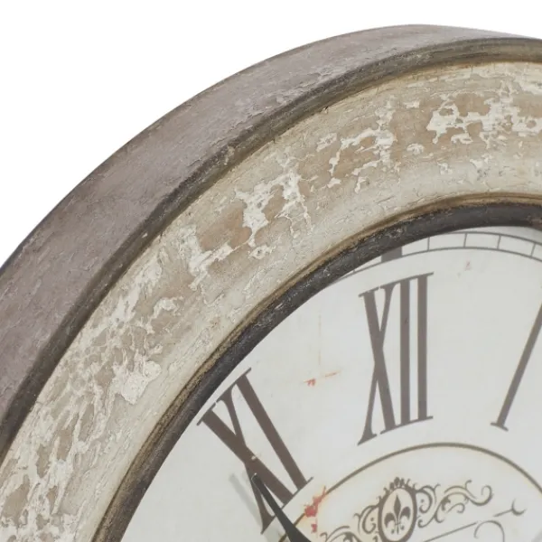 Clocks-Kirkland's Home Vintage Cream Rust Round Framed Wall Clock
