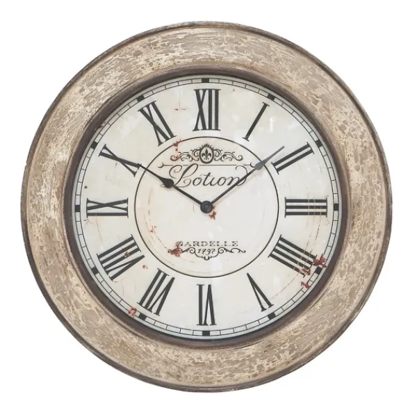 Clocks-Kirkland's Home Vintage Cream Rust Round Framed Wall Clock