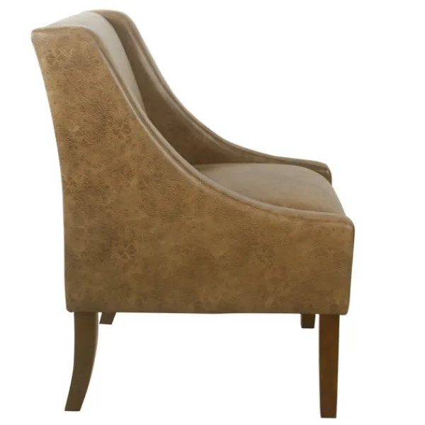 Accent Chairs-Kirkland's Home Vintage Faux Leather Swoop Accent Chair Brown