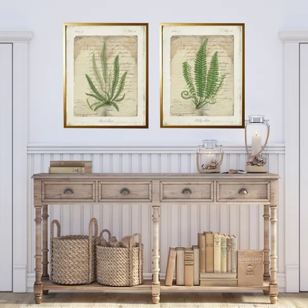 Framed Art-Kirkland's Home Vintage Green Ferns Framed Art Prints, Set Of 2 Tan/Green
