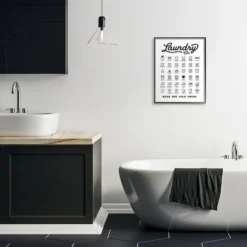Wall Quotes & Signs-Kirkland's Home Vintage Laundry Chart Framed Wall Plaque Black/White
