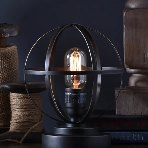 Table Lamps-Kirkland's Home Vintage Metal Sphere Lamp Black