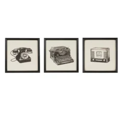Framed Art-Kirkland's Home Vintage Model Framed Art Prints, Set Of 3 Black/Ivory