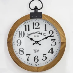 Clocks-Kirkland's Home Vintage Pocket Watch Wooden Wall Clock