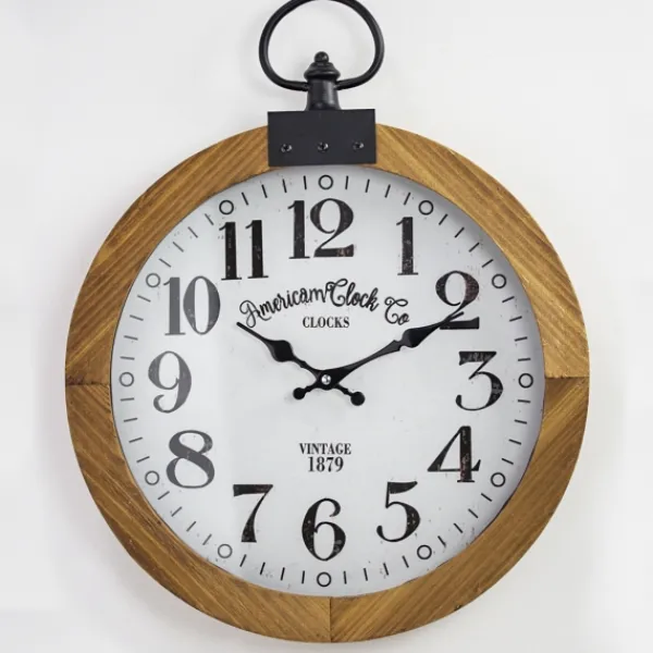Clocks-Kirkland's Home Vintage Pocket Watch Wooden Wall Clock