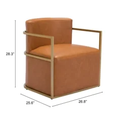 Accent Chairs-Kirkland's Home Vinyl And Gold Frame Accent Chair Brown