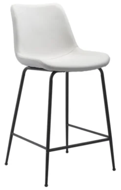 Bar Stools & Counter Height Stools-Kirkland's Home Vinyl And Steel Counter Stool White