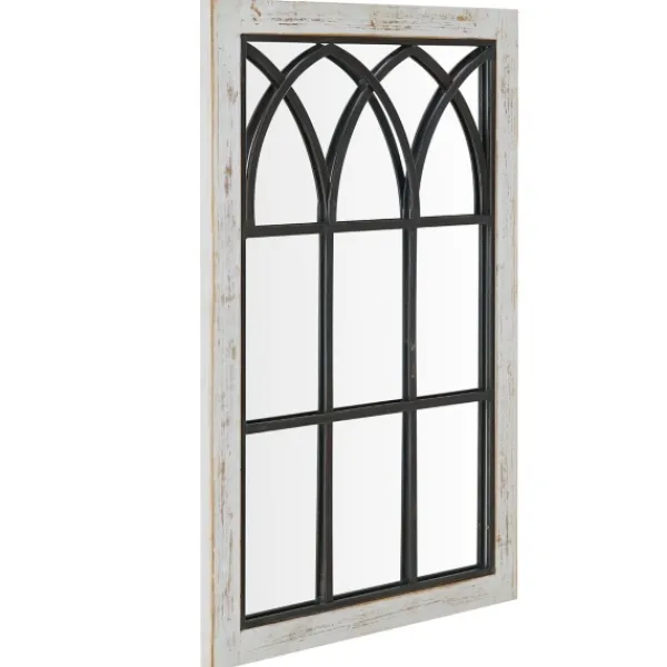 Decorative Mirrors-Kirkland's Home Vista Arched Windowpane Mirror, 24X37.5 In. Ivory