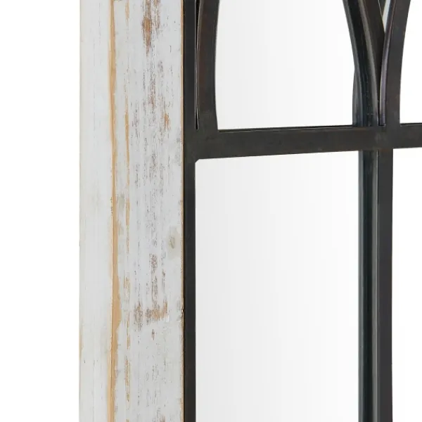 Decorative Mirrors-Kirkland's Home Vista Arched Windowpane Mirror, 24X37.5 In. Ivory