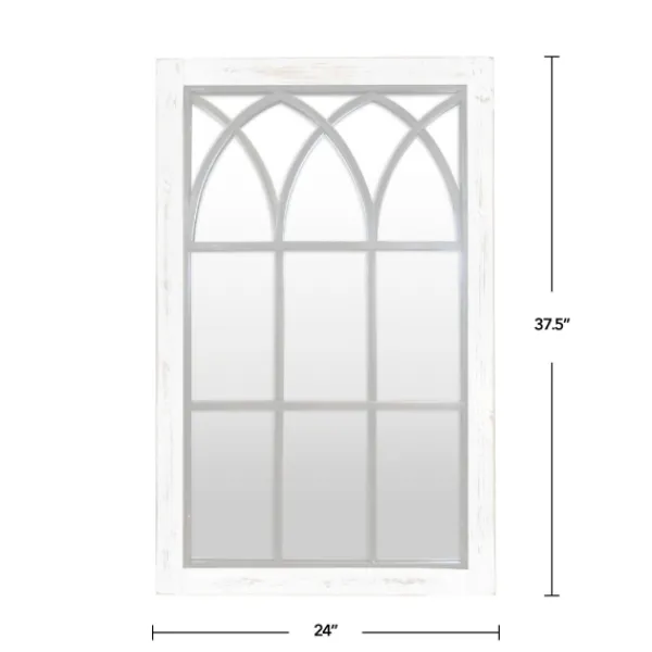Decorative Mirrors-Kirkland's Home Vista Arched Windowpane Mirror, 24X37.5 In. Ivory