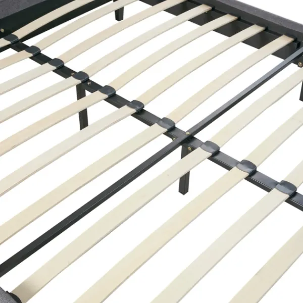 Beds & Headboards-Kirkland's Home Viv Charcoal Diamond Tufted Queen Bed Frame Gray