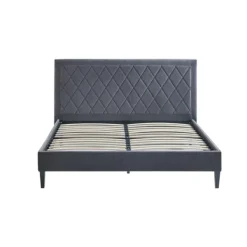 Beds & Headboards-Kirkland's Home Viv Charcoal Diamond Tufted Full Bed Frame Gray