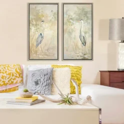 Framed Art-Kirkland's Home Wading Heron 2-Pc. Floater Framed Art Print Set Tan