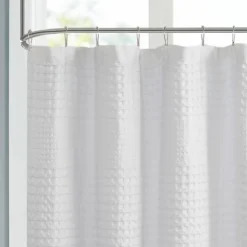 Shower Curtains-Kirkland's Home Waffle Cotton Shower Curtain White