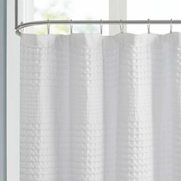 Shower Curtains-Kirkland's Home Waffle Cotton Shower Curtain White