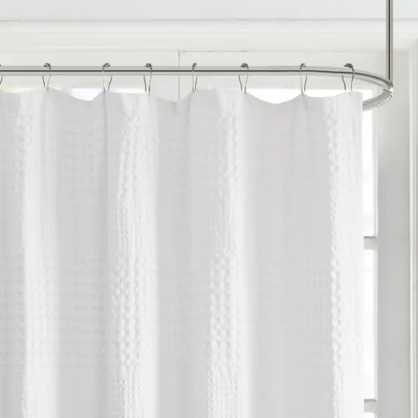 Shower Curtains-Kirkland's Home Waffle Cotton Shower Curtain White