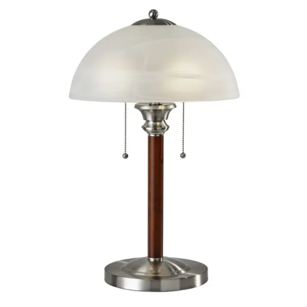 Desk Lamps & Task Lighting-Kirkland's Home Walnut Alabaster Frosted Glass Table Lamp White