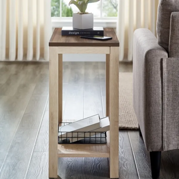 Accent & End Tables-Kirkland's Home Walnut And White Oak Narrow Frame Accent Table Brown
