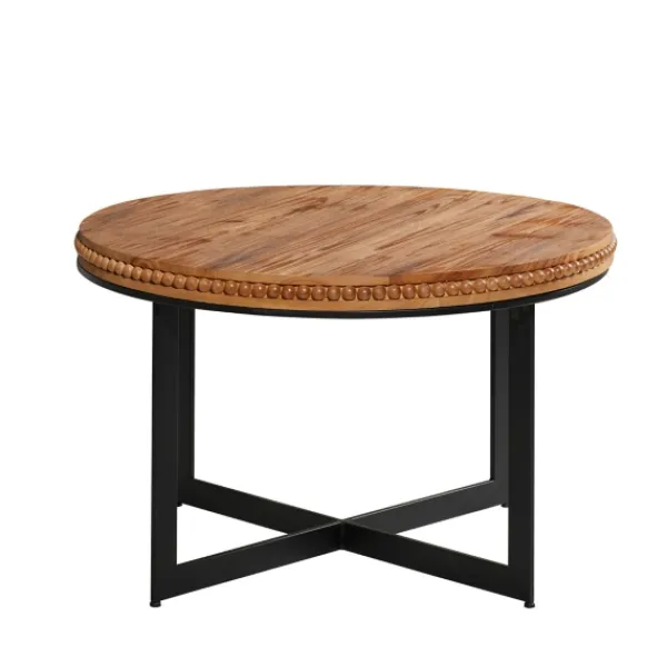 Coffee Tables-Kirkland's Home Walnut Beaded Industrial Coffee Table