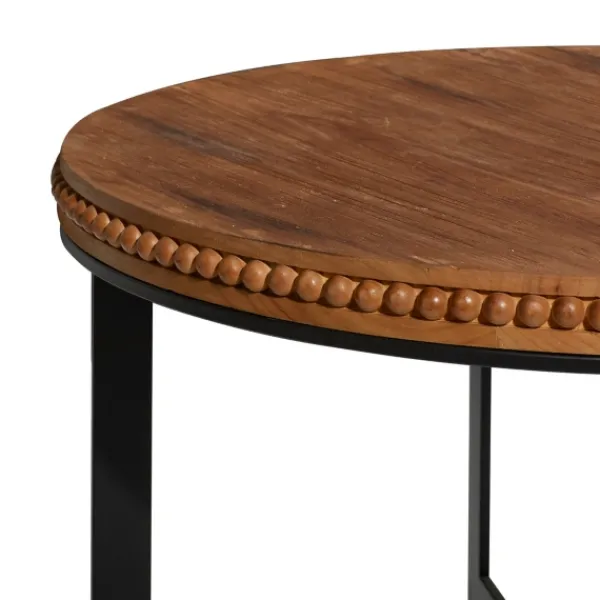 Coffee Tables-Kirkland's Home Walnut Beaded Industrial Coffee Table