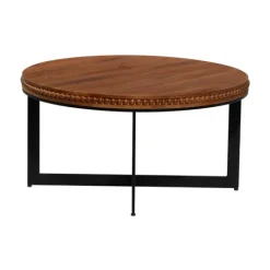 Coffee Tables-Kirkland's Home Walnut Beaded Industrial Coffee Table