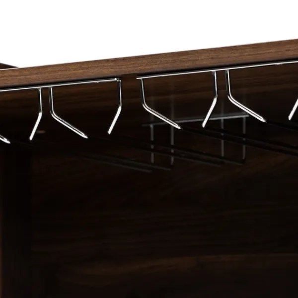Cabinets & Sideboards-Kirkland's Home Walnut Brown Open Shelf Wine Cabinet