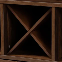 Cabinets & Sideboards-Kirkland's Home Walnut Brown Open Shelf Wine Cabinet
