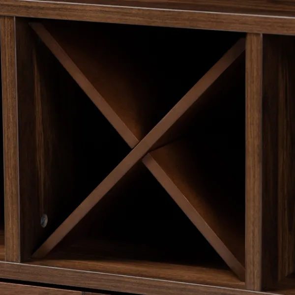 Cabinets & Sideboards-Kirkland's Home Walnut Brown Open Shelf Wine Cabinet